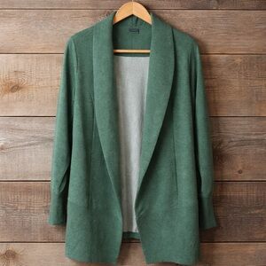 H By Halston Green Open-Front Women's Medium Open Front Sweater Cardigan